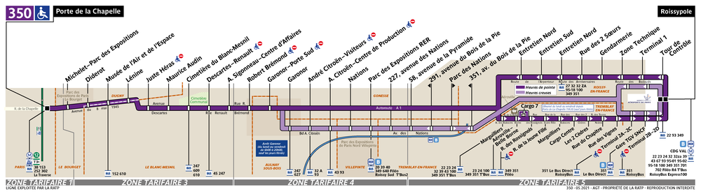 Plan de la ligne du bus 350