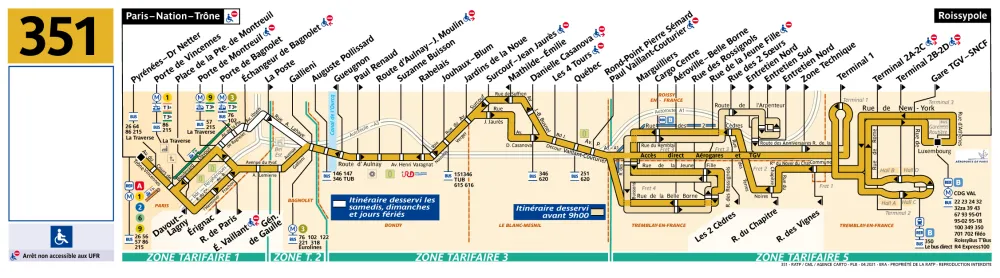 Plan de la ligne du bus 351